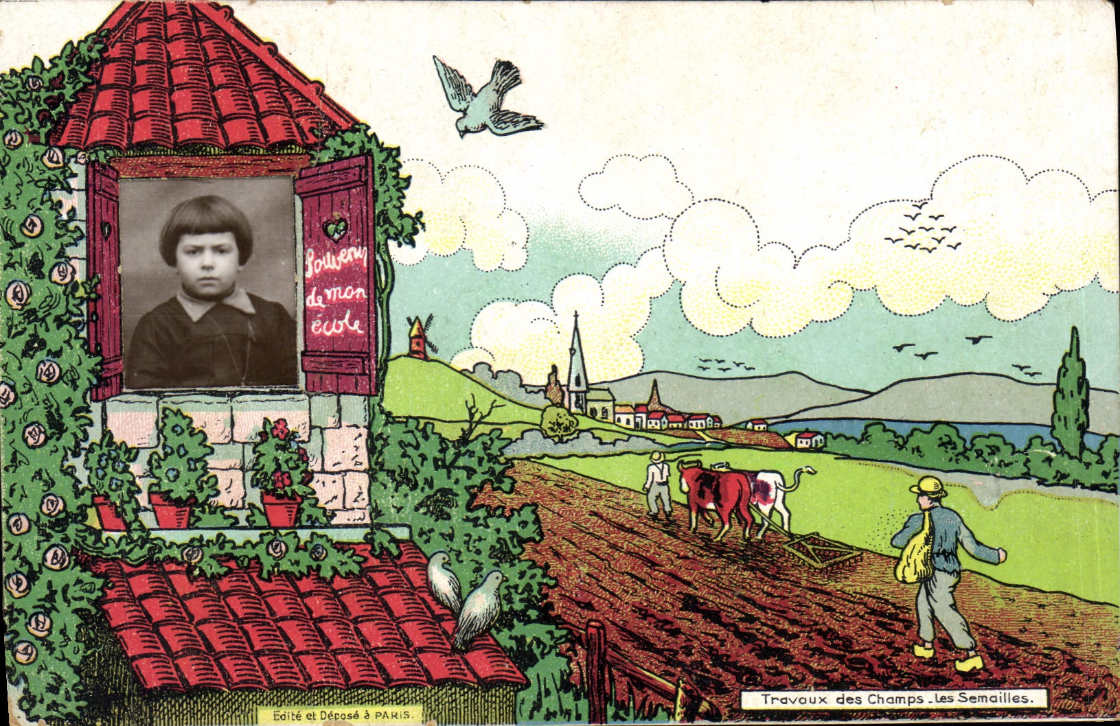 CPA Fantaisie Photographie Enfant Travaux des champs LEs Semailles