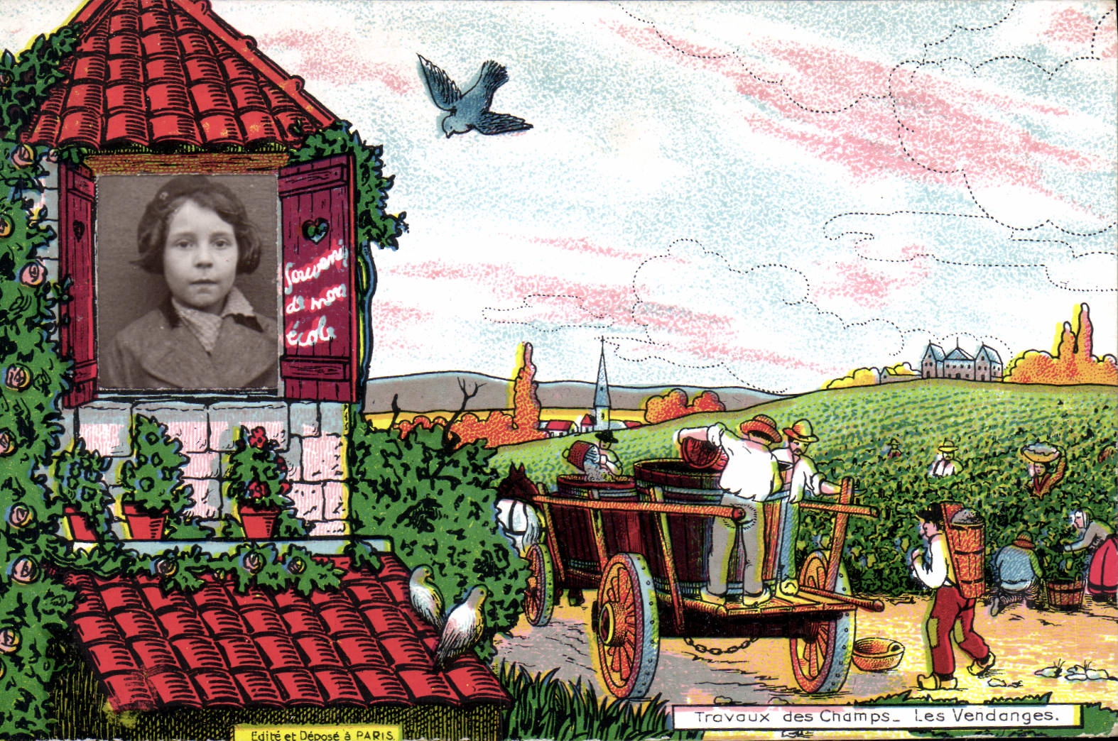 CPA Fantaisie Photographie Enfant Travaux des champs Les vendanges