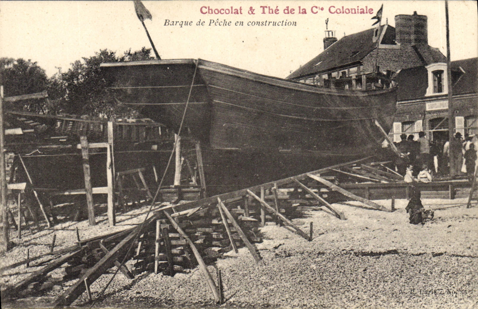 VINTAGE POSTCARD Boat of sin Boat of sin in construction Chocolet & The Colonial one