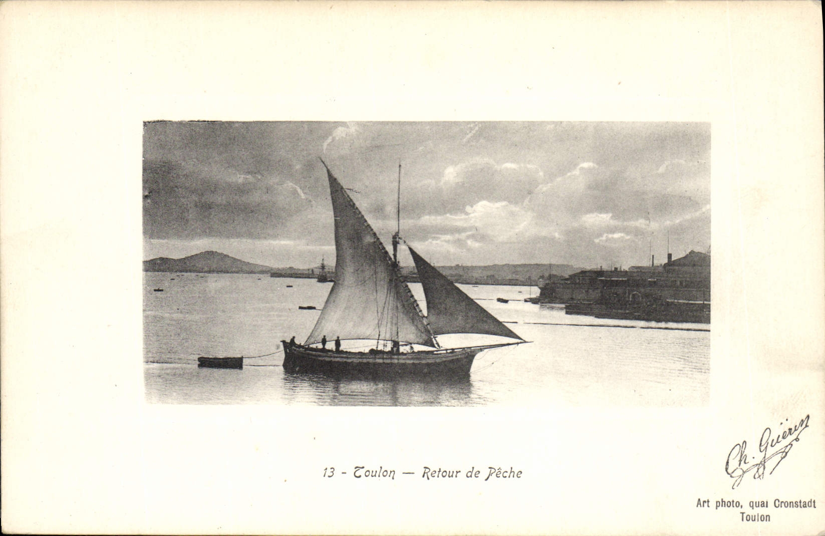 Barco de la POSTAL de la VENDIMIA de la vuelta de Toulon del pecado del pecado