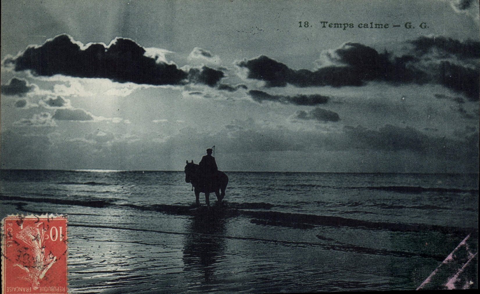 Tiempo del caballo de la calma del pecador de la pesca de la POSTAL de la VENDIMIA