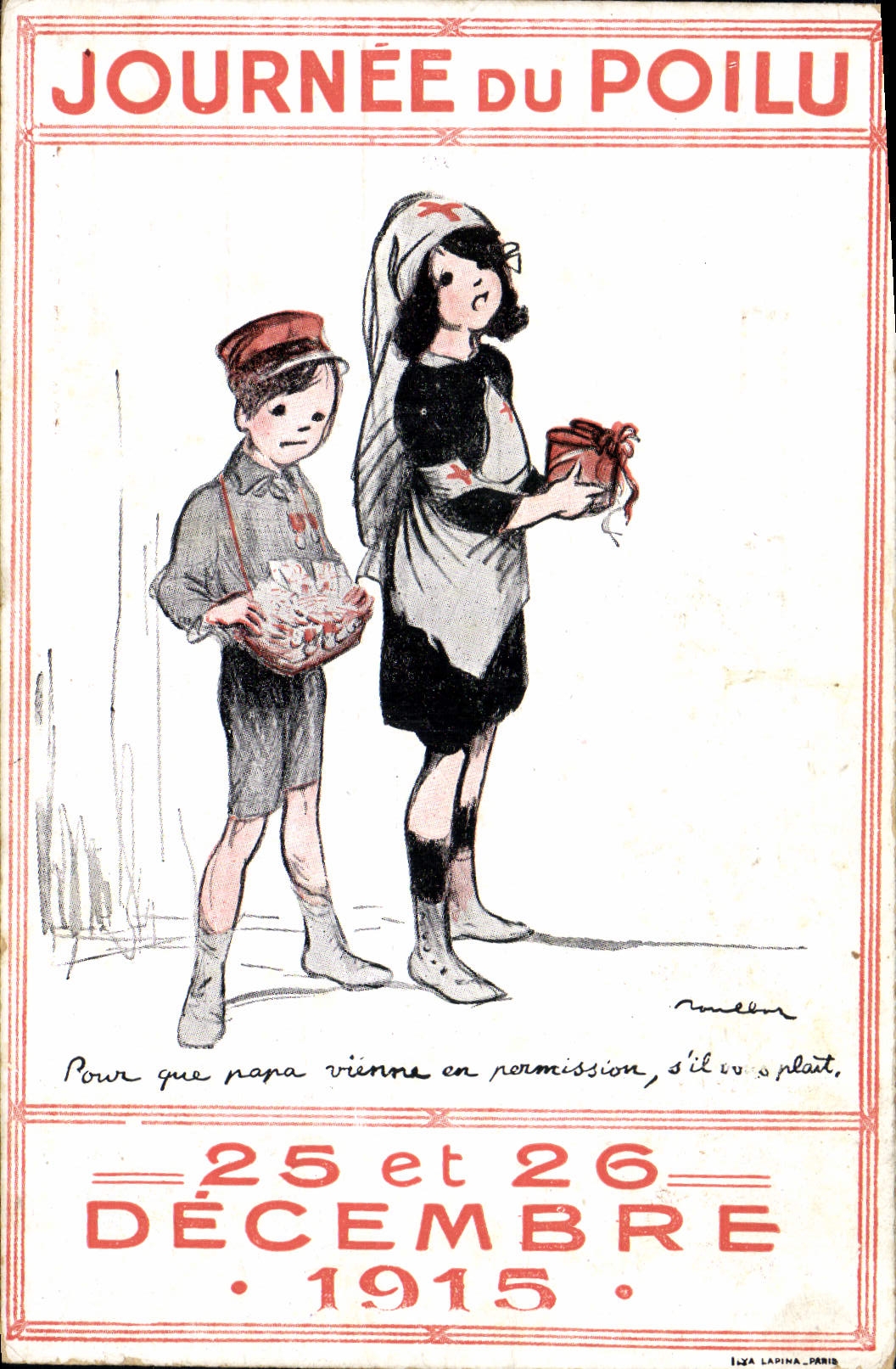 CPA Fantaisie Illustrateur Poulbot Journee du Poilu 25 et 26 decembre 1915
