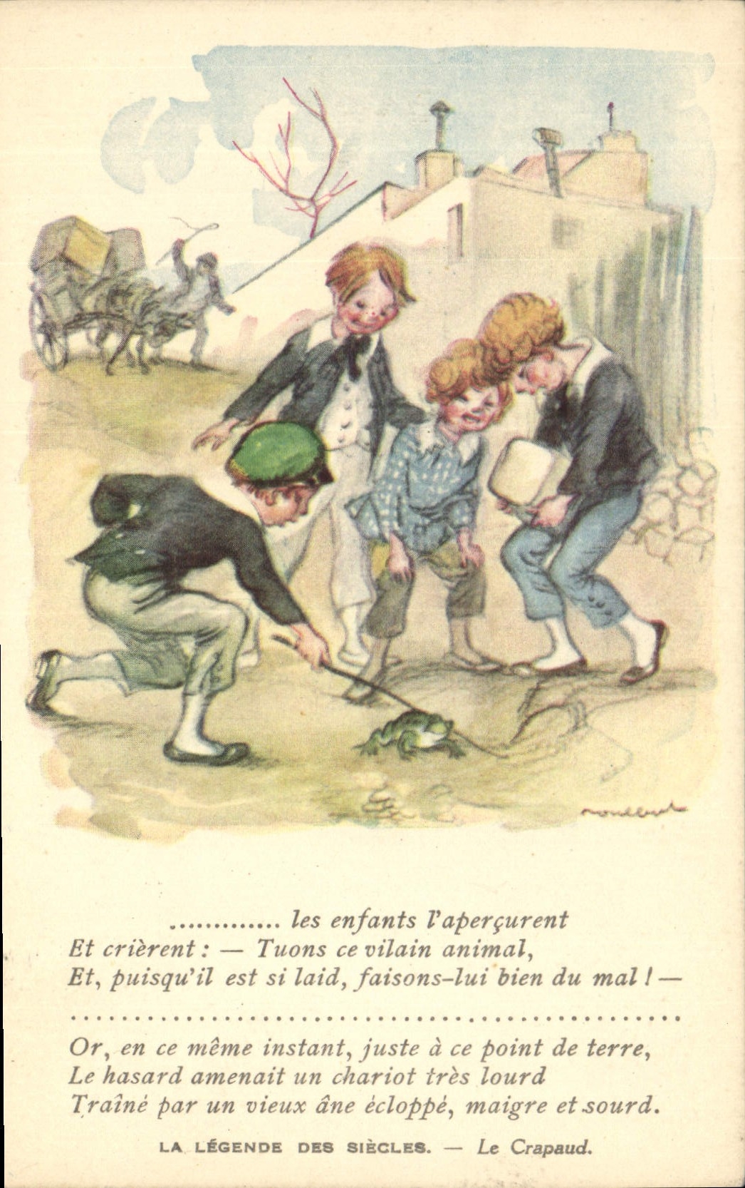 CPA Fantaisie Illustrateur Poulbot Victor Hugo La legende des siecles Le crapaud Grenouille