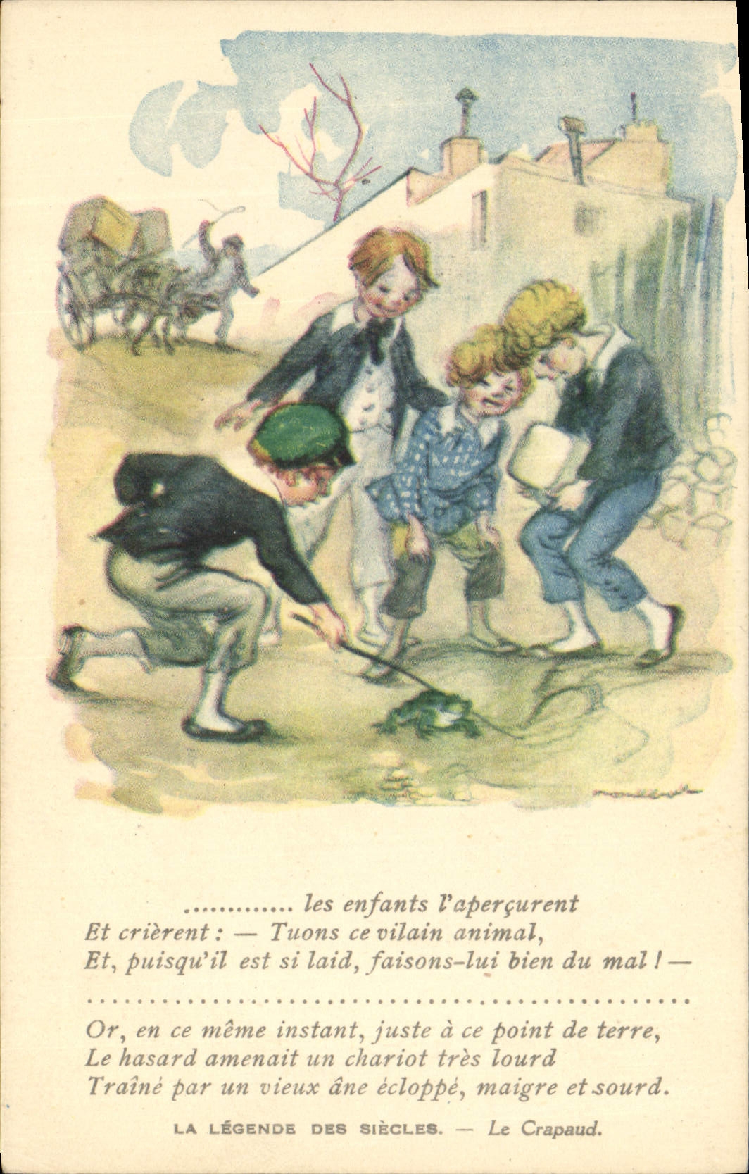 CPA Fantaisie Illustrateur Poulbot Victor Hugo La legende des siecles Le crapaud Grenouille