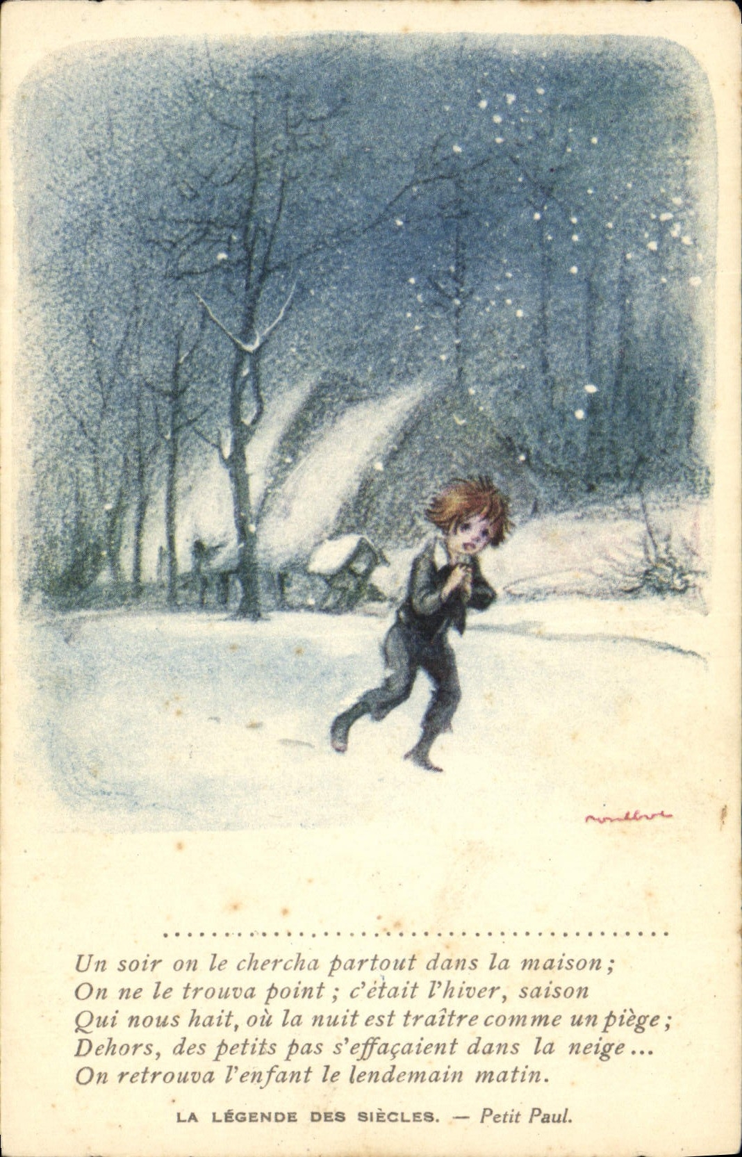 CPA Fantaisie Illustrateur Poulbot Victor Hugo La legende des siecles Petit Paul 