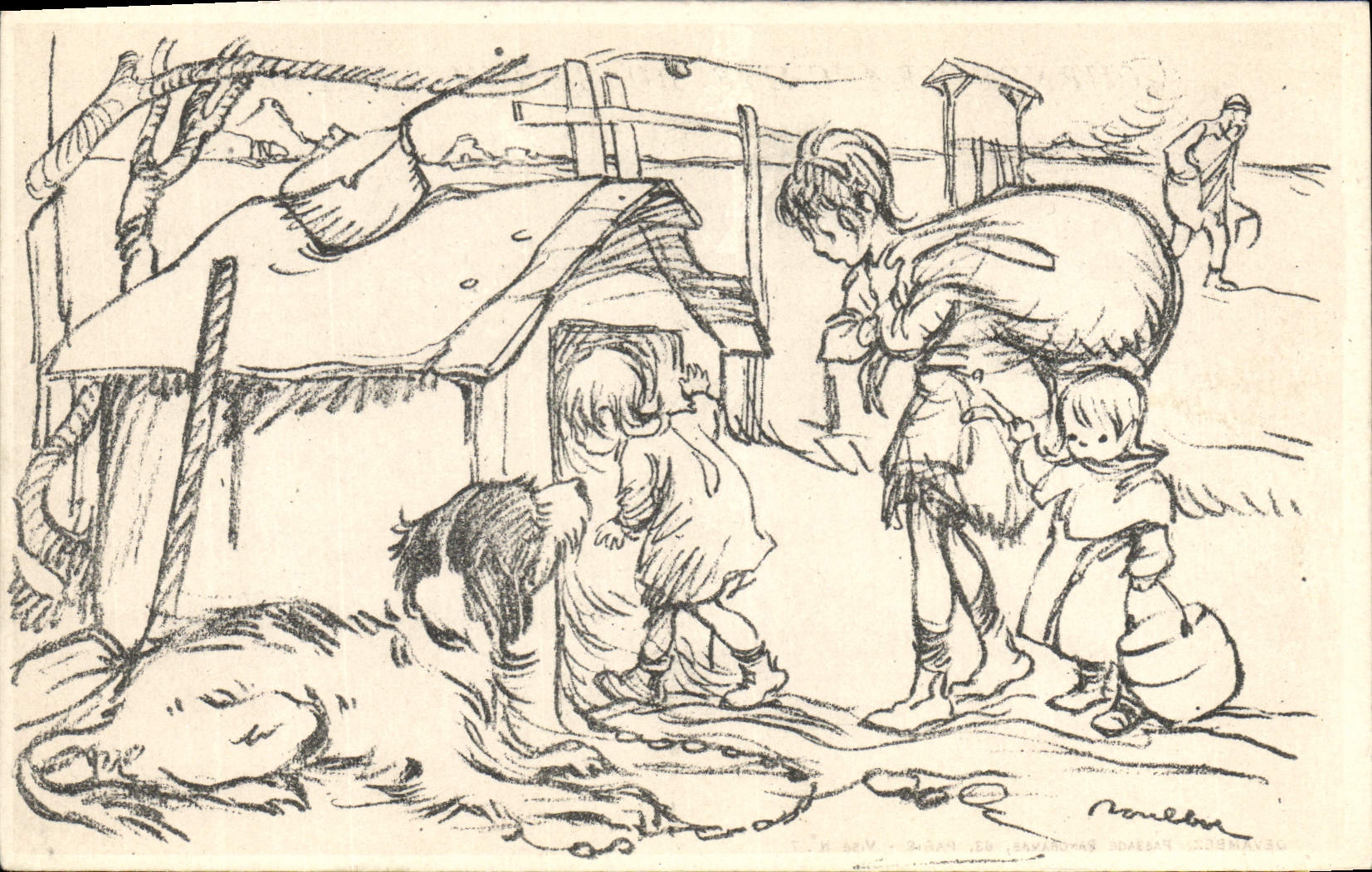 CPA Fantaisie Illustrateur Poulbot Chien 