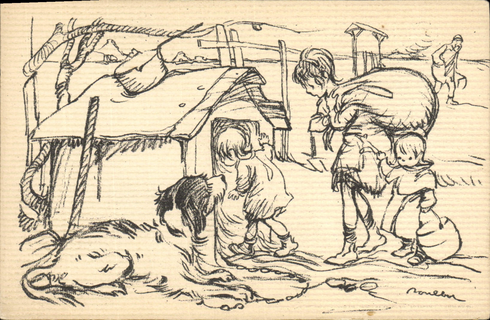 CPA Fantaisie Illustrateur Poulbot Chien 