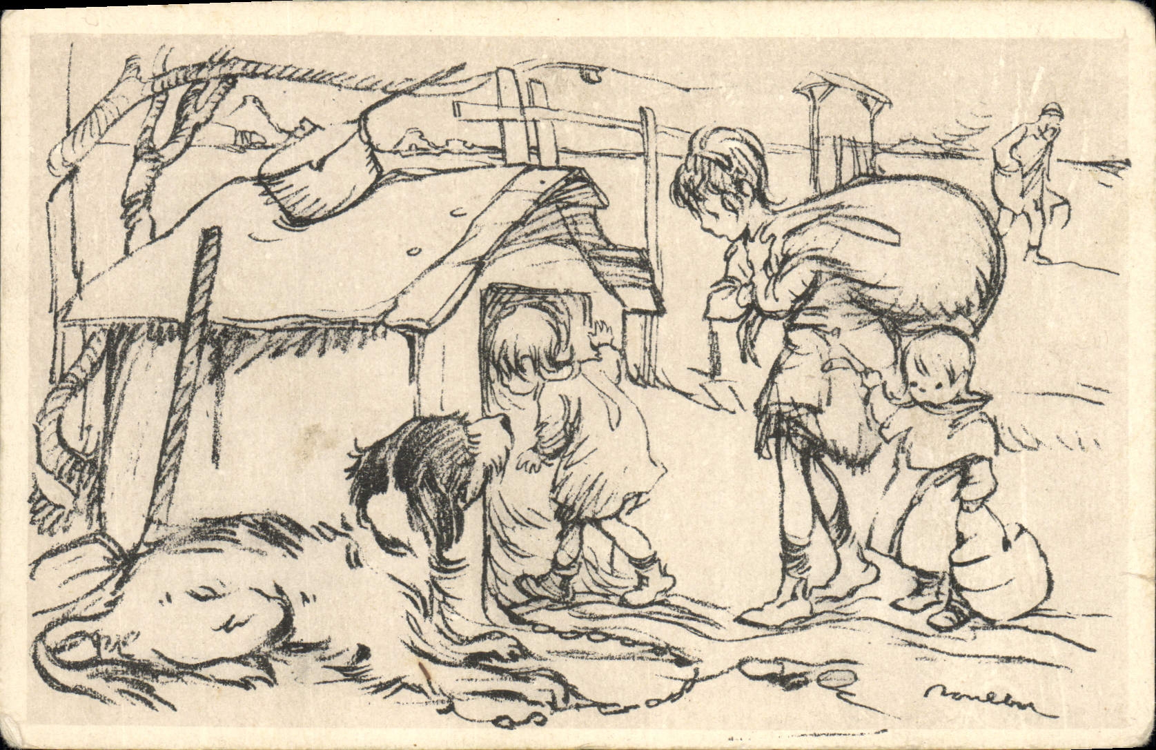 CPA Fantaisie Illustrateur Poulbot Chien 