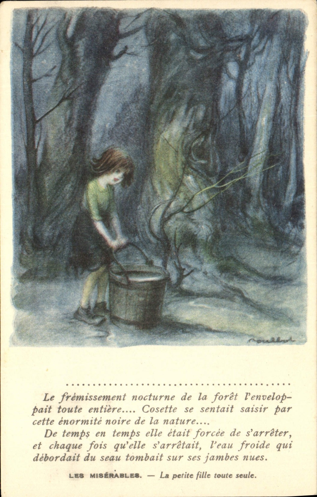 CPA Fantaisie Illustrateur Poulbot Victor Hugo Les miserables La petite fille toute seule 