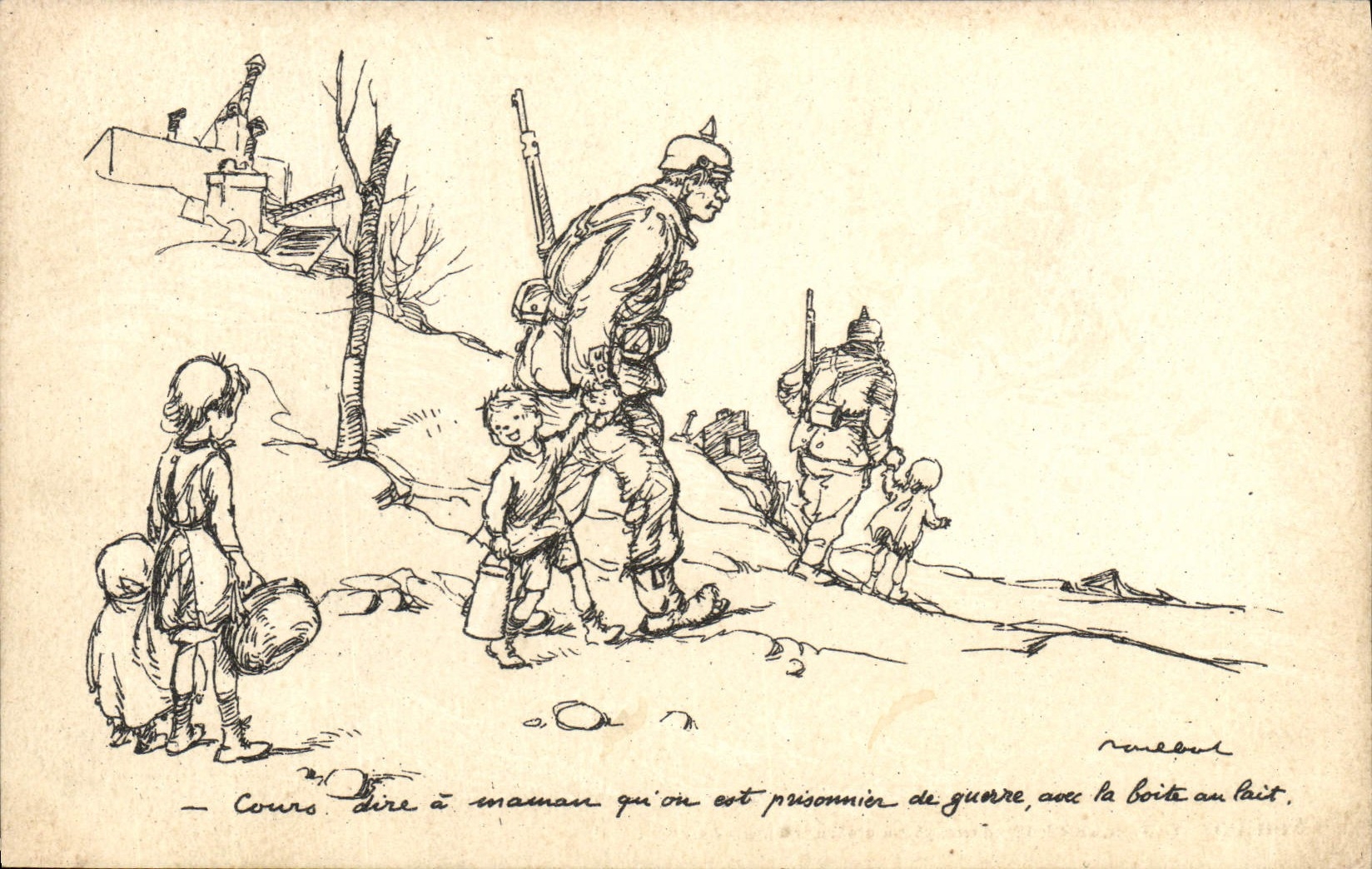 CPA Fantaisie Illustrateur Poulbot Soldat Militaria