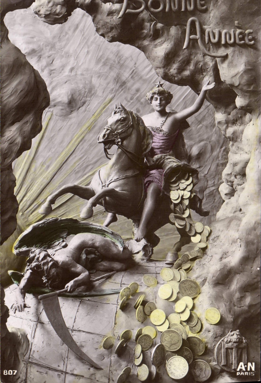 VINTAGE POSTCARD Currencies Currency Happy New Year