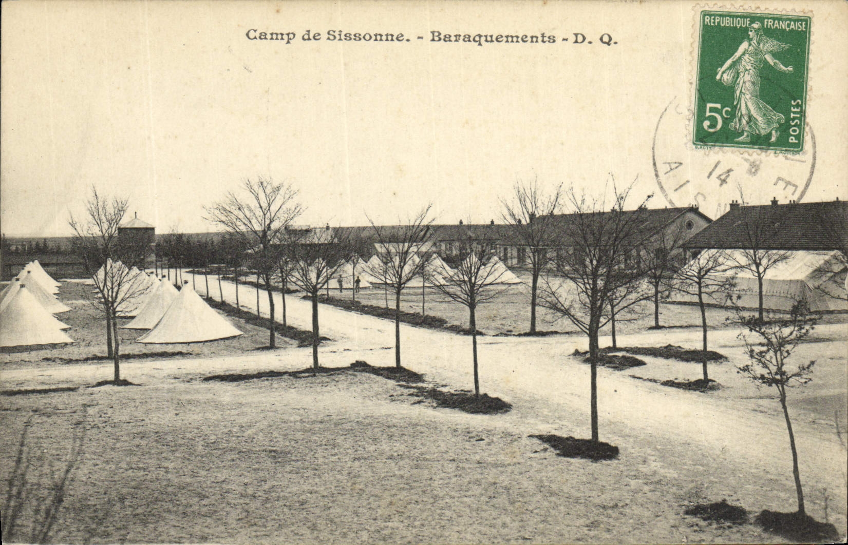 VINTAGE POSTCARD Militaria Camp of Sissonne Hutments
