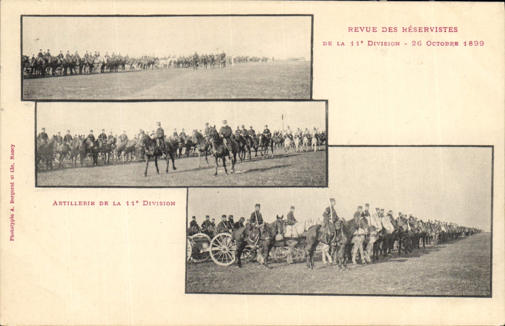 CPA Militaria Revue des reservistes de la 11eme division 26 octobre1899 