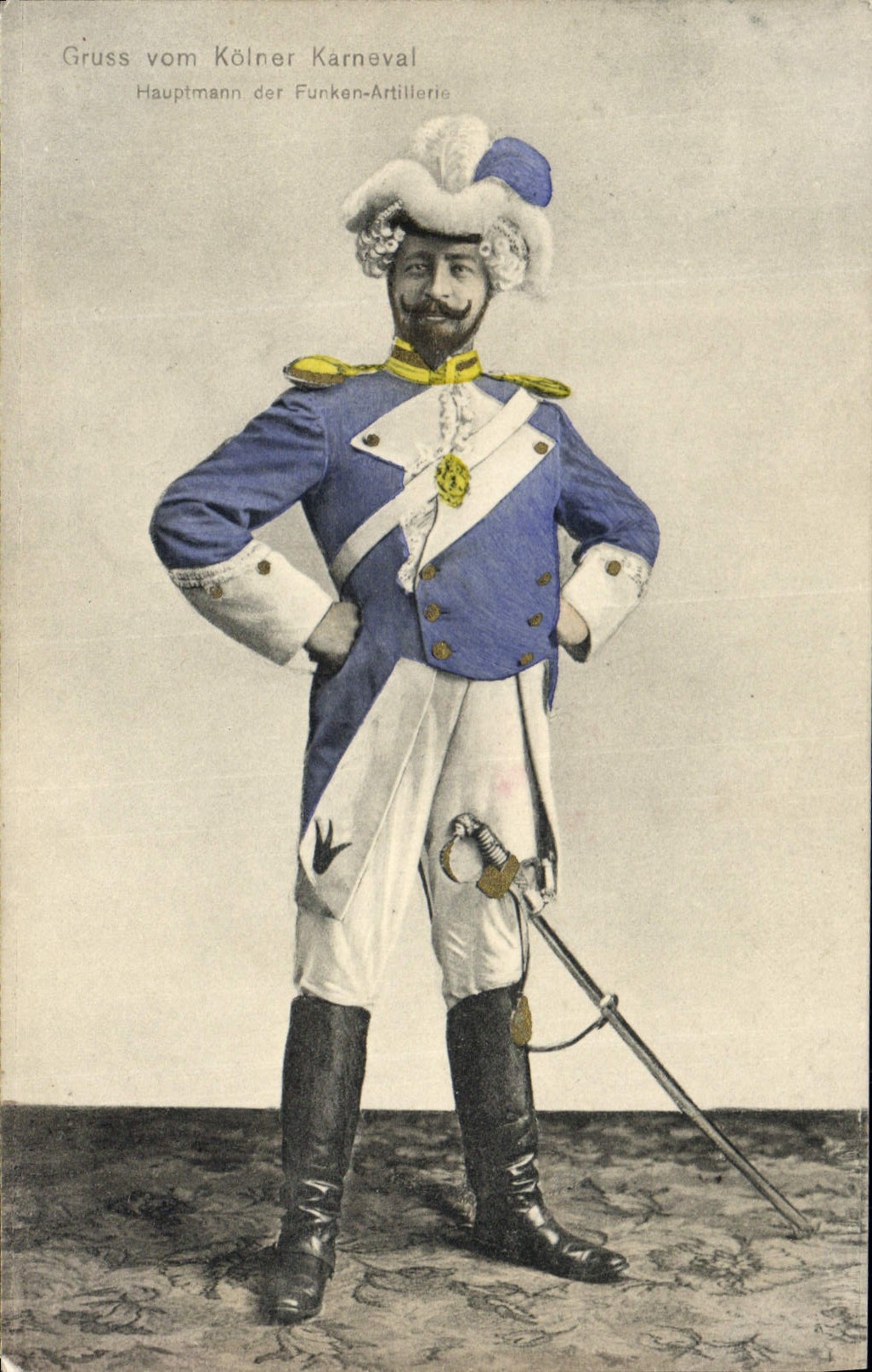 CPA Militaria Gruss vom Kolner Karneval Hauptmann der Funken Artillerie 