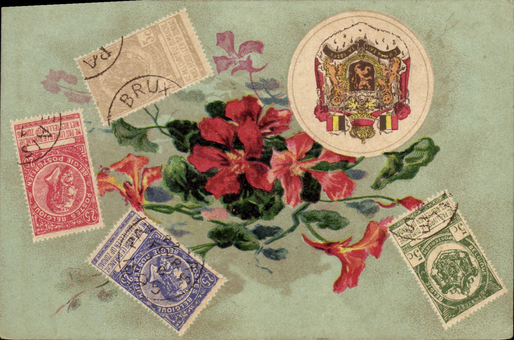 VINTAGE POSTCARD Belgium Lion