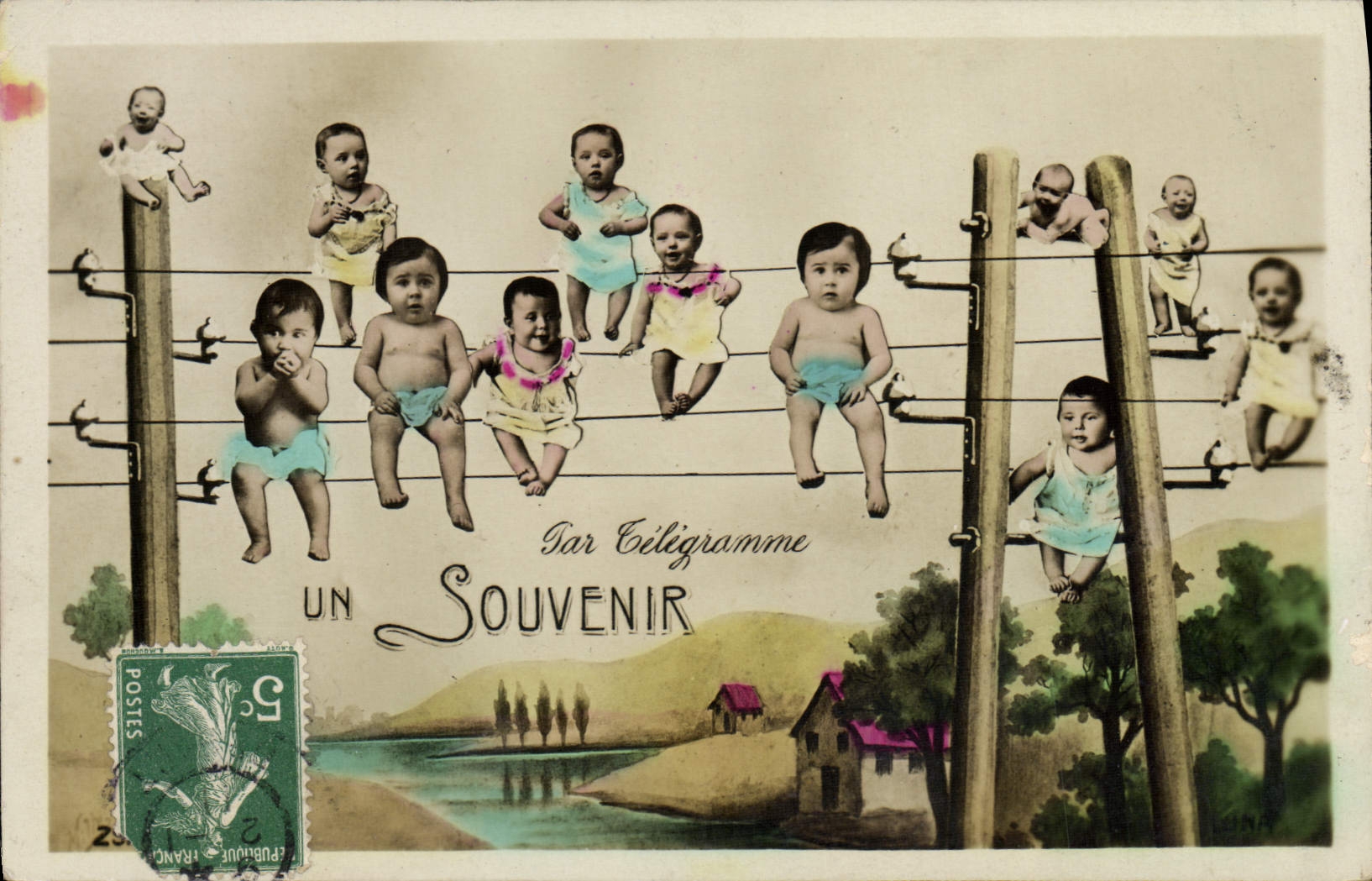 Niños del telegrama de la POSTAL de la VENDIMIA