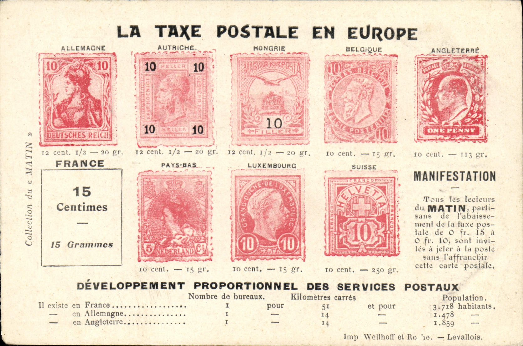 VINTAGE POSTCARD the postal tax in Europe Germania TOP