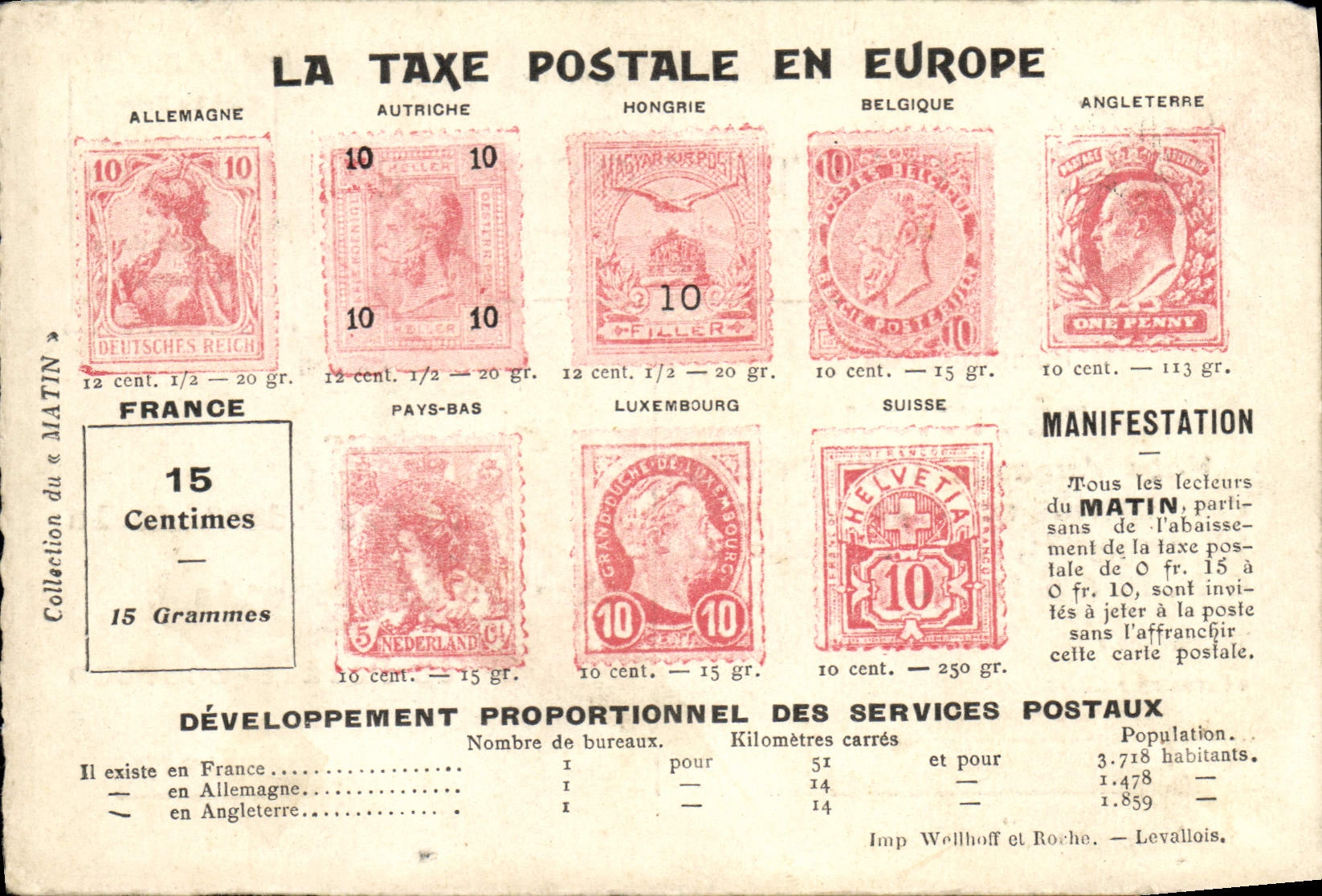 CPA La taxe postale en Europe Germania TOP
