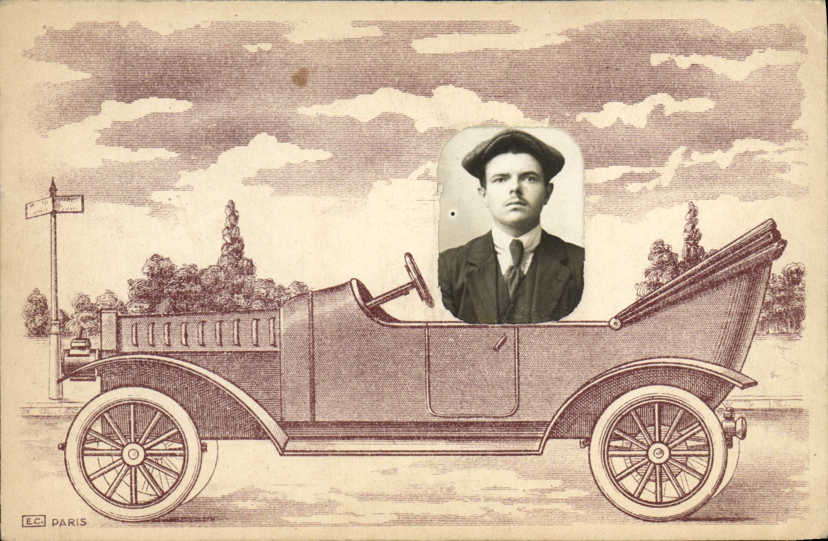 CPA Homme Automobile