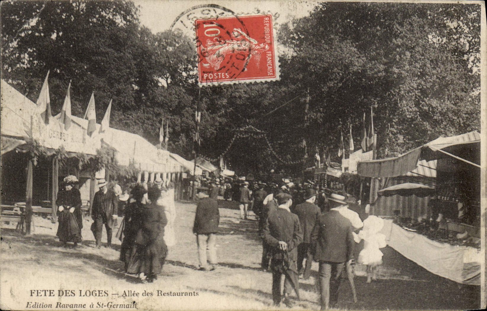 CPA Fete Foraine Fetes des loges Allee des restaurants