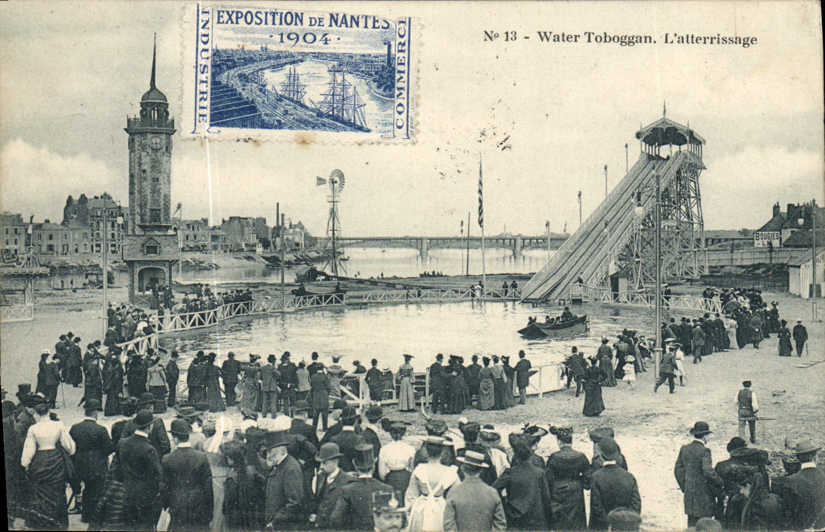 CPA Fete Foraine Water toboggan L'atterrissage 
