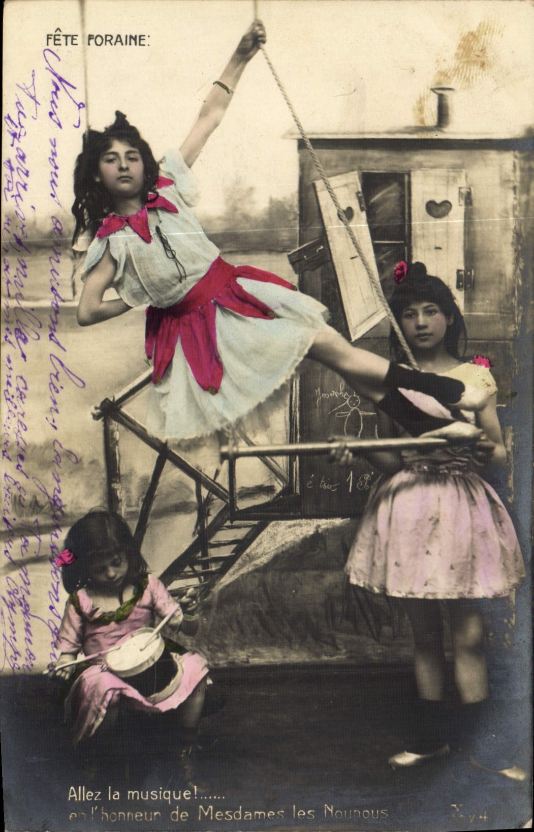 VINTAGE POSTCARD Fun fair Children