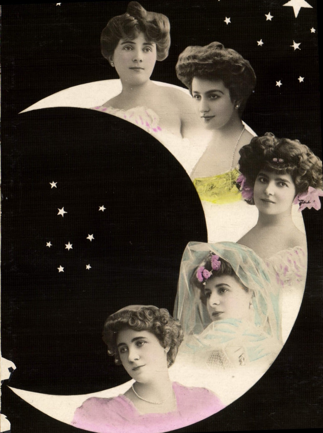 VINTAGE POSTCARD Fantasy Surrealism Women the Moon