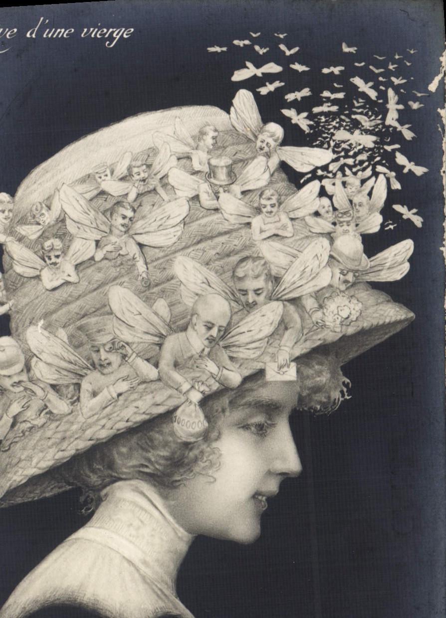 VINTAGE POSTCARD Fantaisie Surrealism Dreams of a Papillon virgin