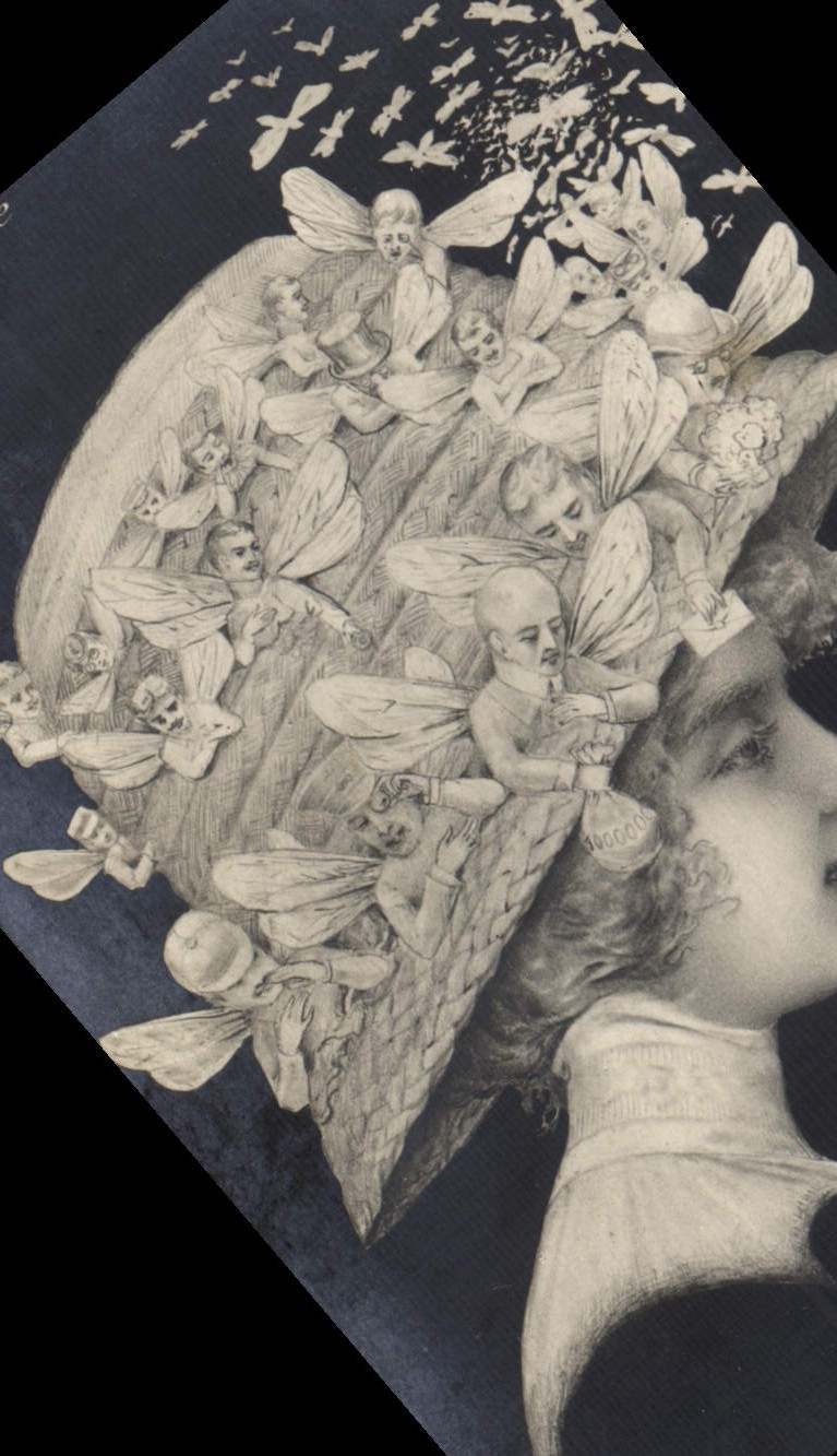 VINTAGE POSTCARD Fantaisie Surrealism Dreams of a Papillons image