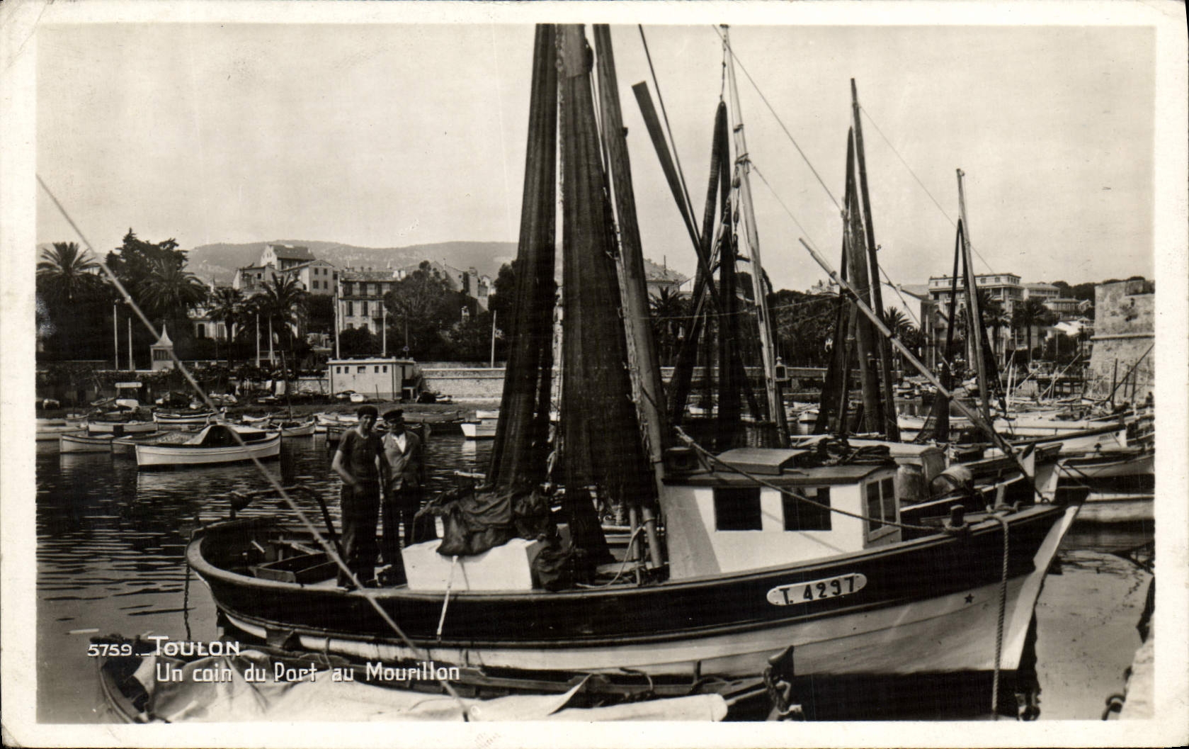 Barco de la POSTAL de la VENDIMIA del pecado de Toulon una esquina del puerto de Mourillon