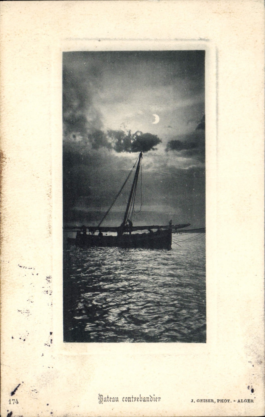 VINTAGE POSTCARD Boat smuggler