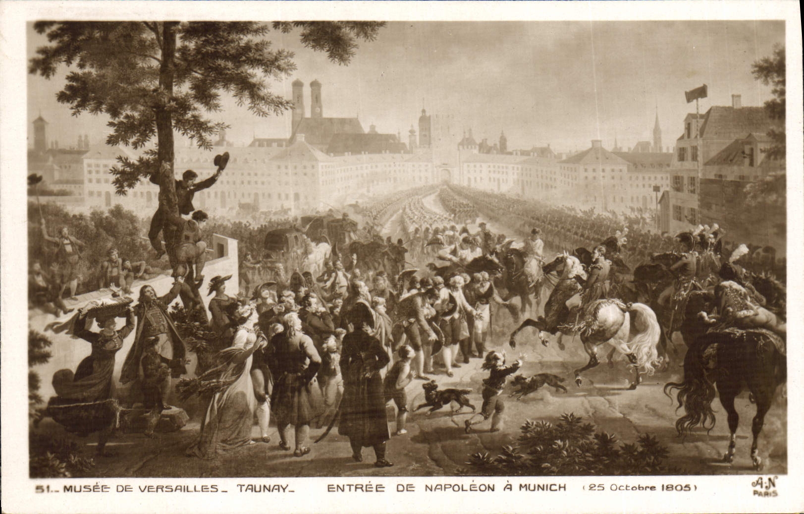 VINTAGE POSTCARD Histoire Napoleon 1st Museum of Versailles Taunay Entree of Napoleon has Munich October 25th, 1805