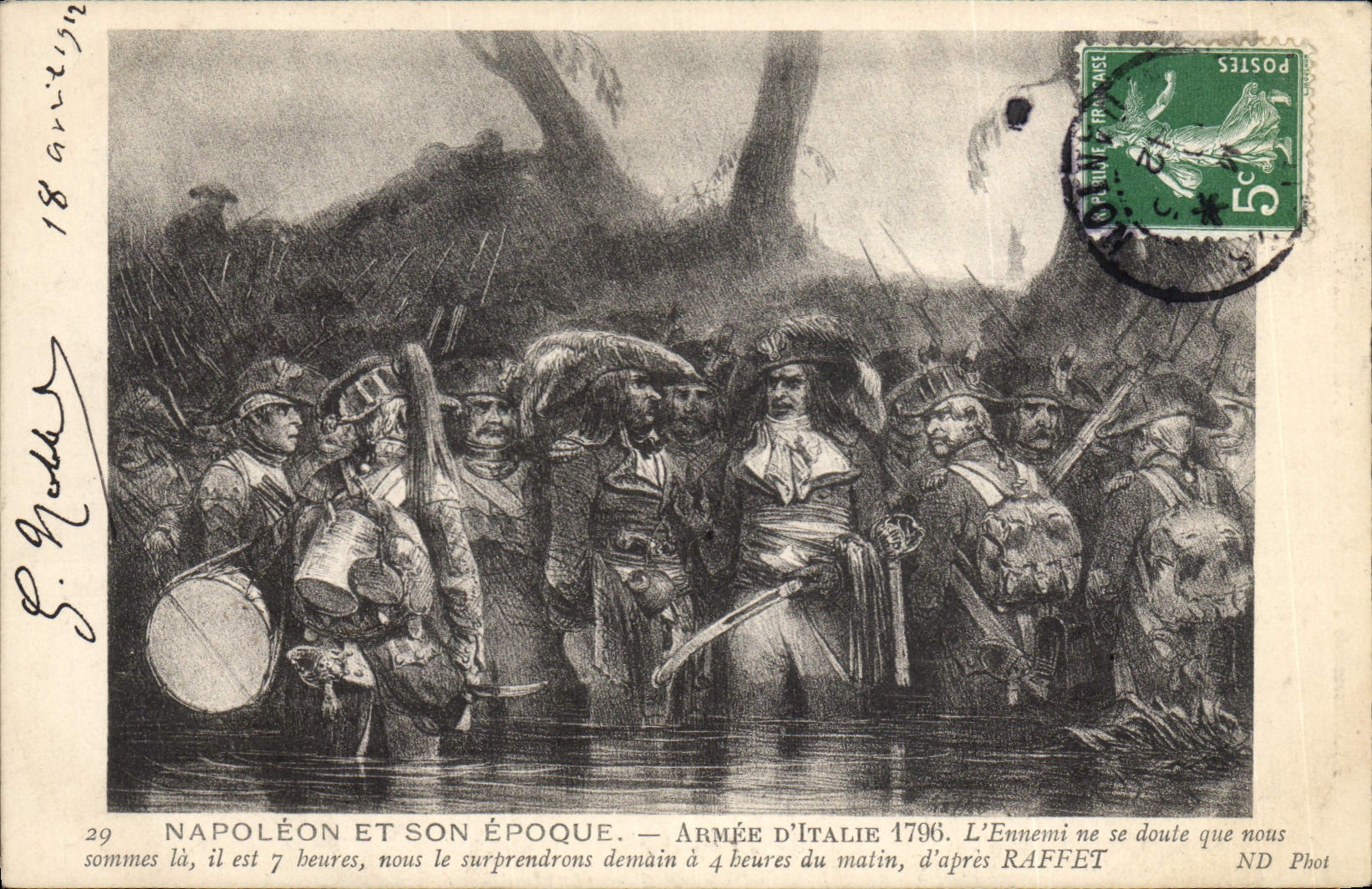 VINTAGE POSTCARD Napoleon History 1st Army of Italy 1796