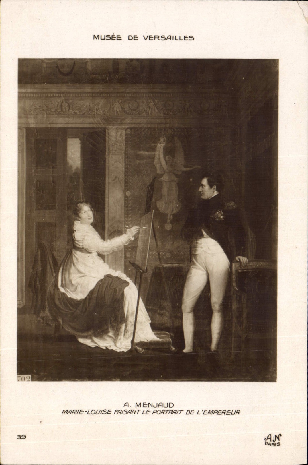 Museo de la historia de Napoleon de la POSTAL de la VENDIMIA 1r de Versalles Manjaud Marie Louise que hace el retrato del emperador