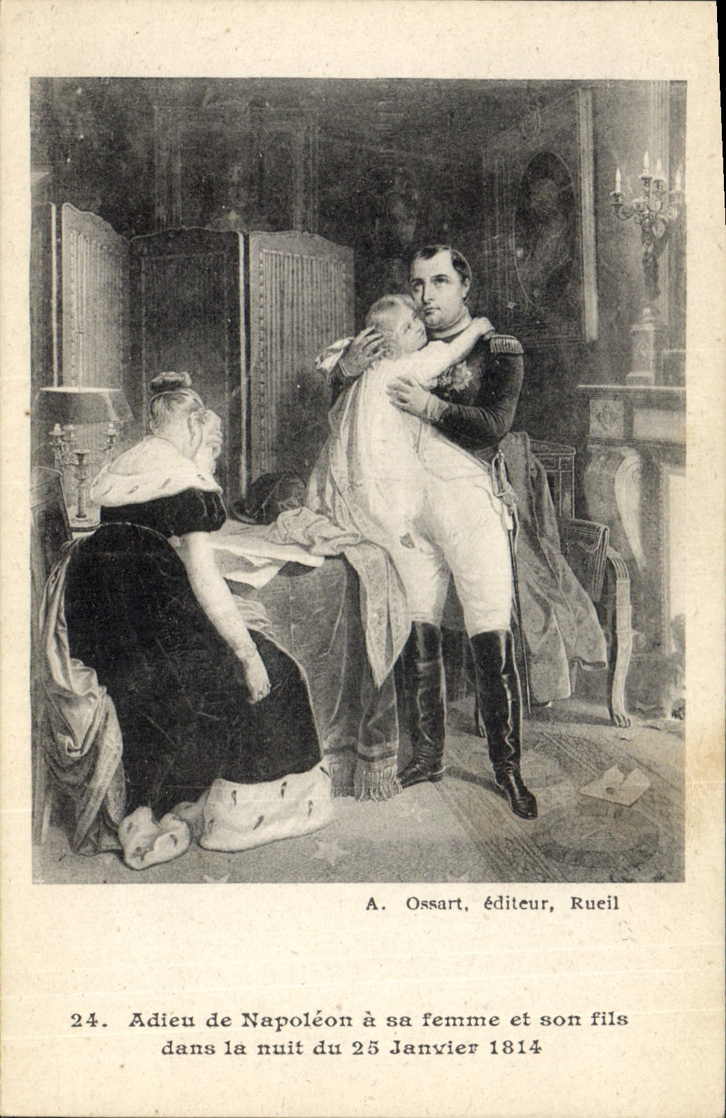 VINTAGE POSTCARD Histoire Napoleon 1st Good-bye of Napoleon has his wife and her son