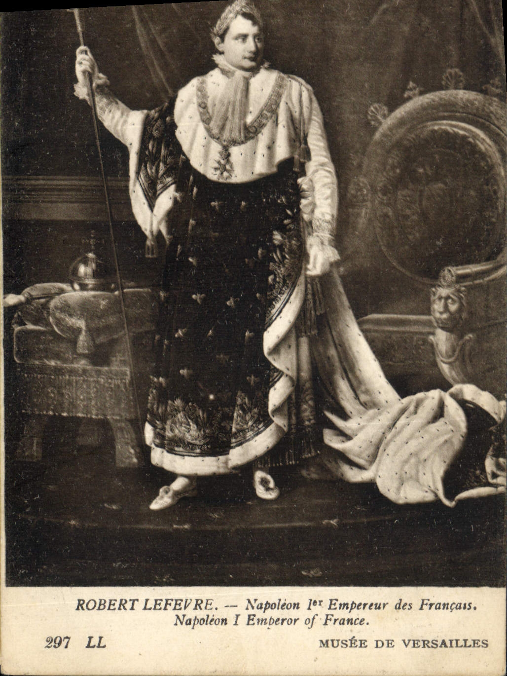 Emperador de la historia de Napoleon de la POSTAL de la VENDIMIA 1r del museo francés de Versalles