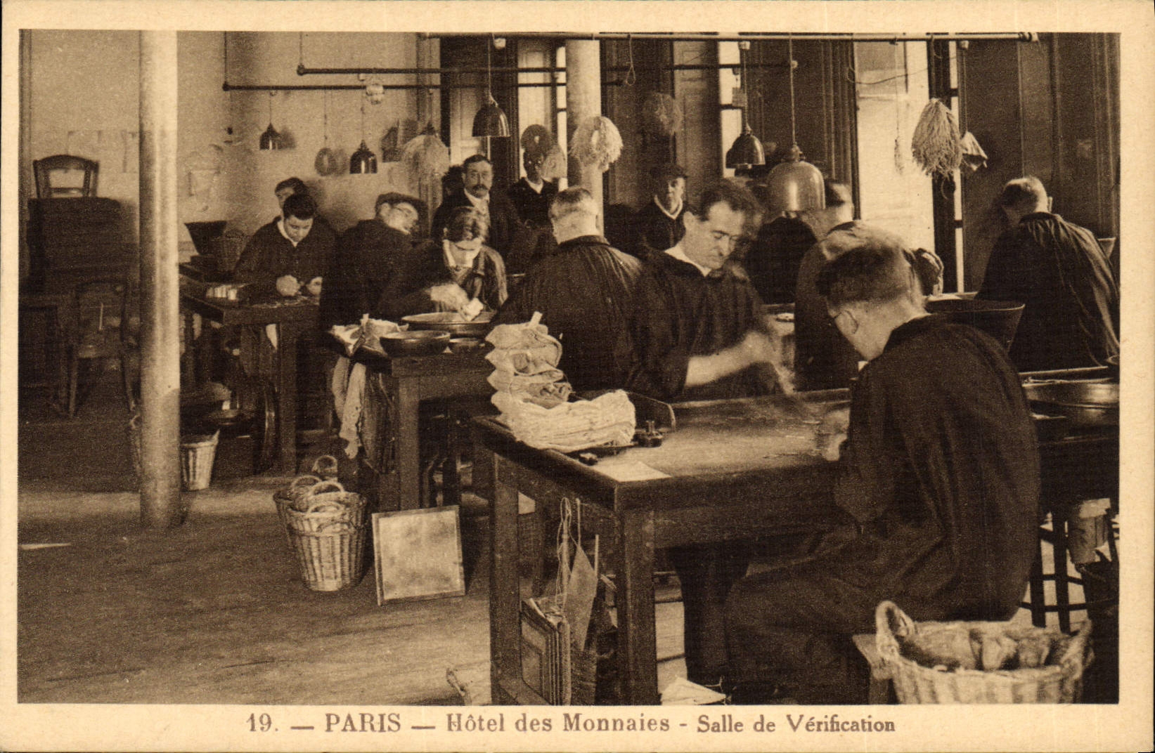 VINTAGE POSTCARD Paris Mint Room of checking