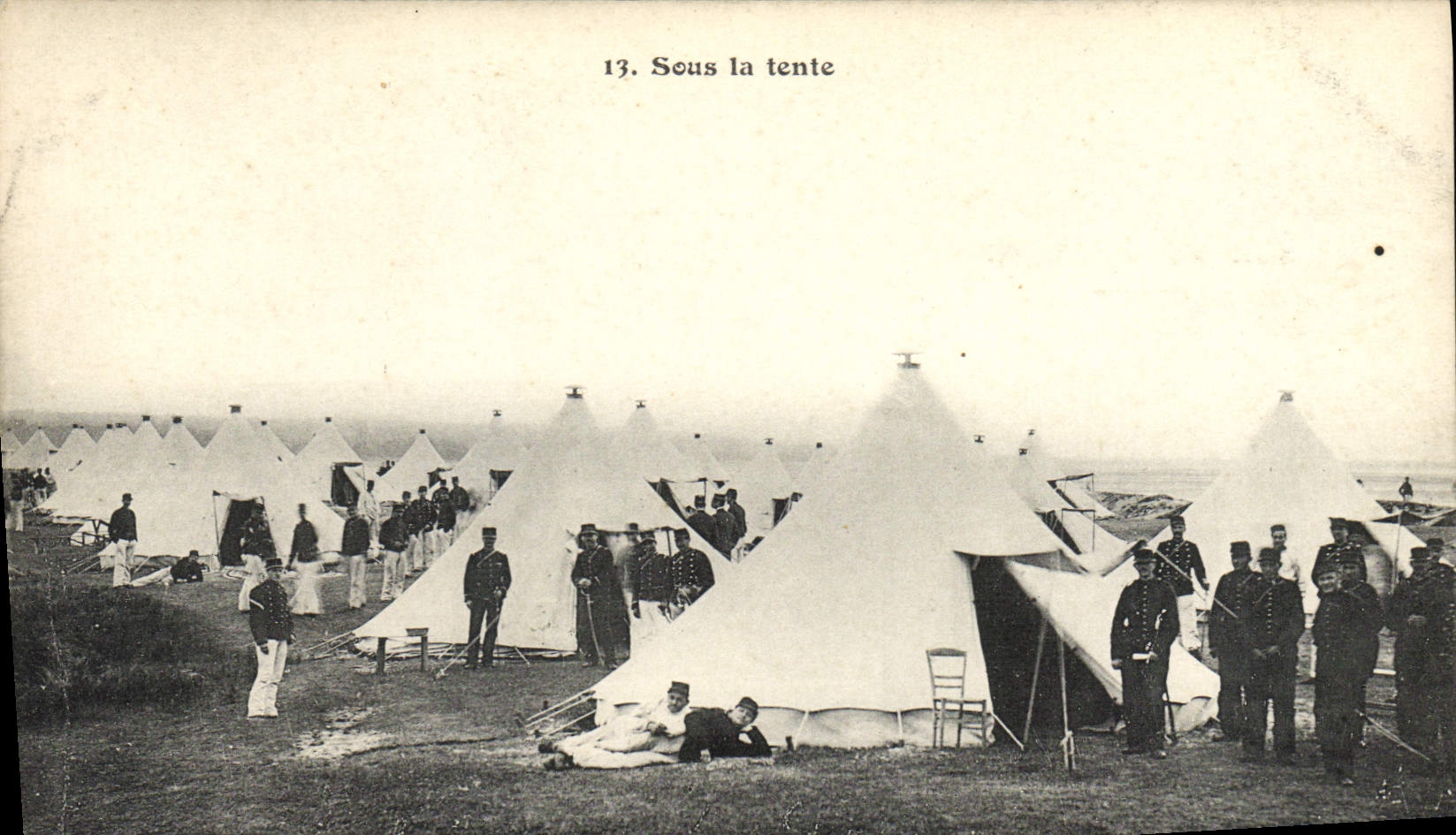 VINTAGE POSTCARD Militaria Under the tent