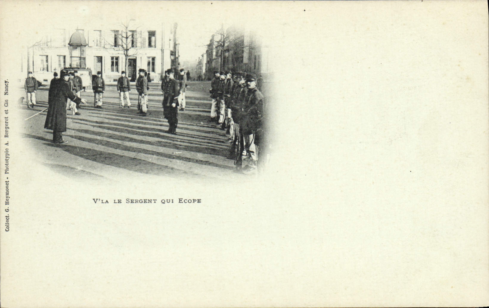 CPA Militaria V'le la sergent qui ecope 