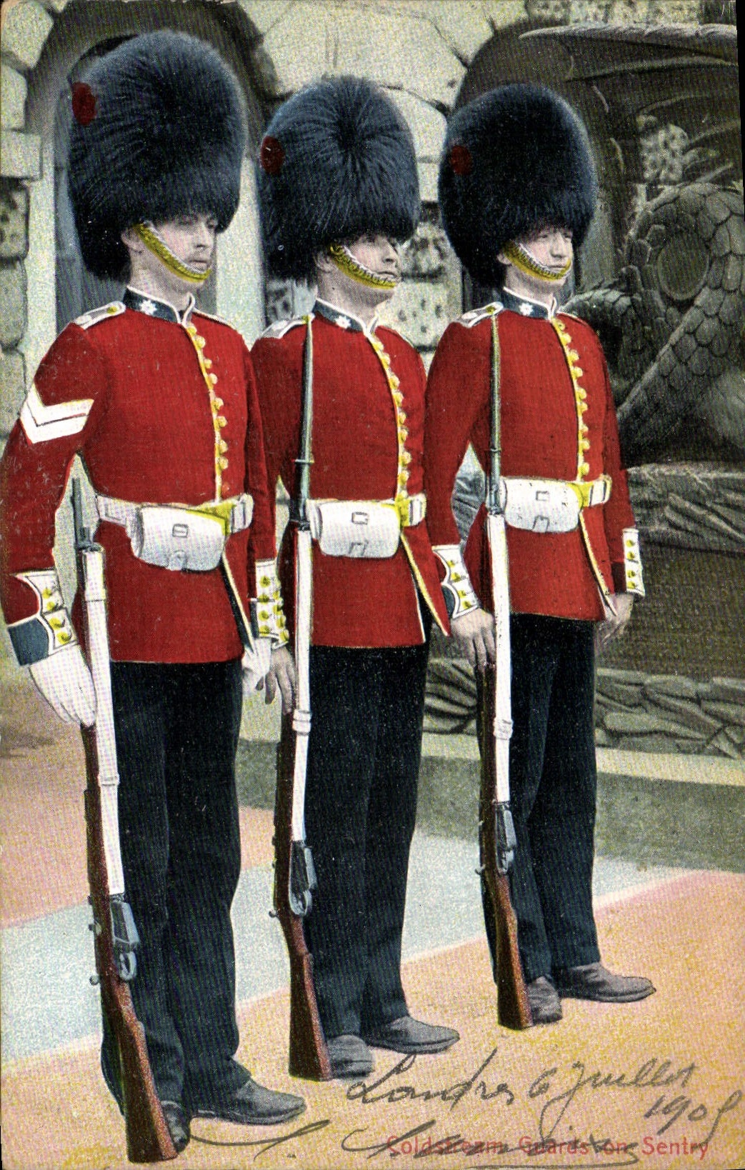 VINTAGE POSTCARD Militaria Coldstream Guards one sentry