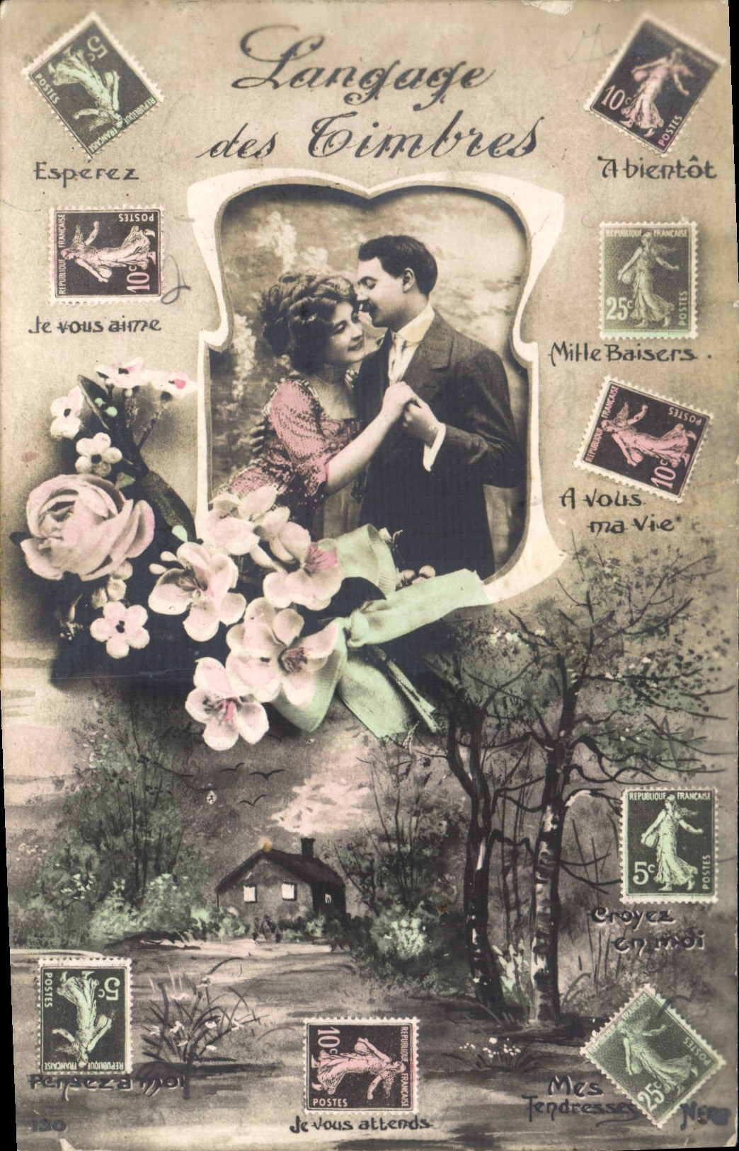 CPA Langage des timbres Semeuse