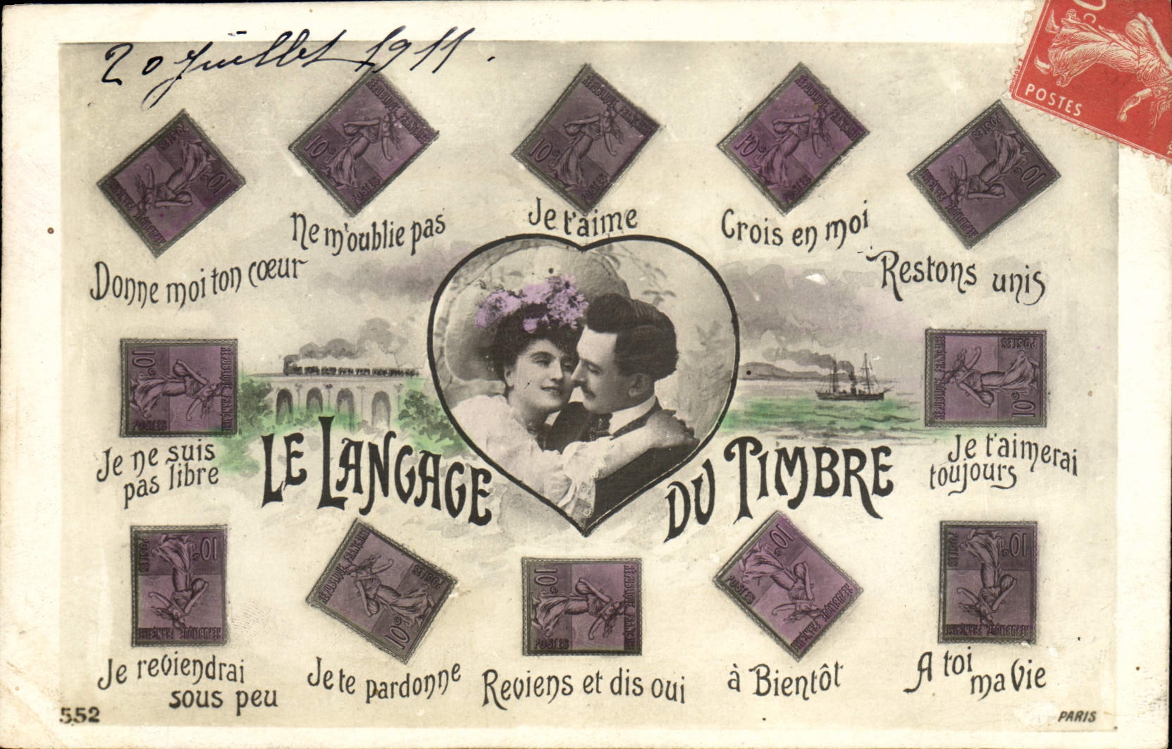 CPA Langage du timbre Semeuse