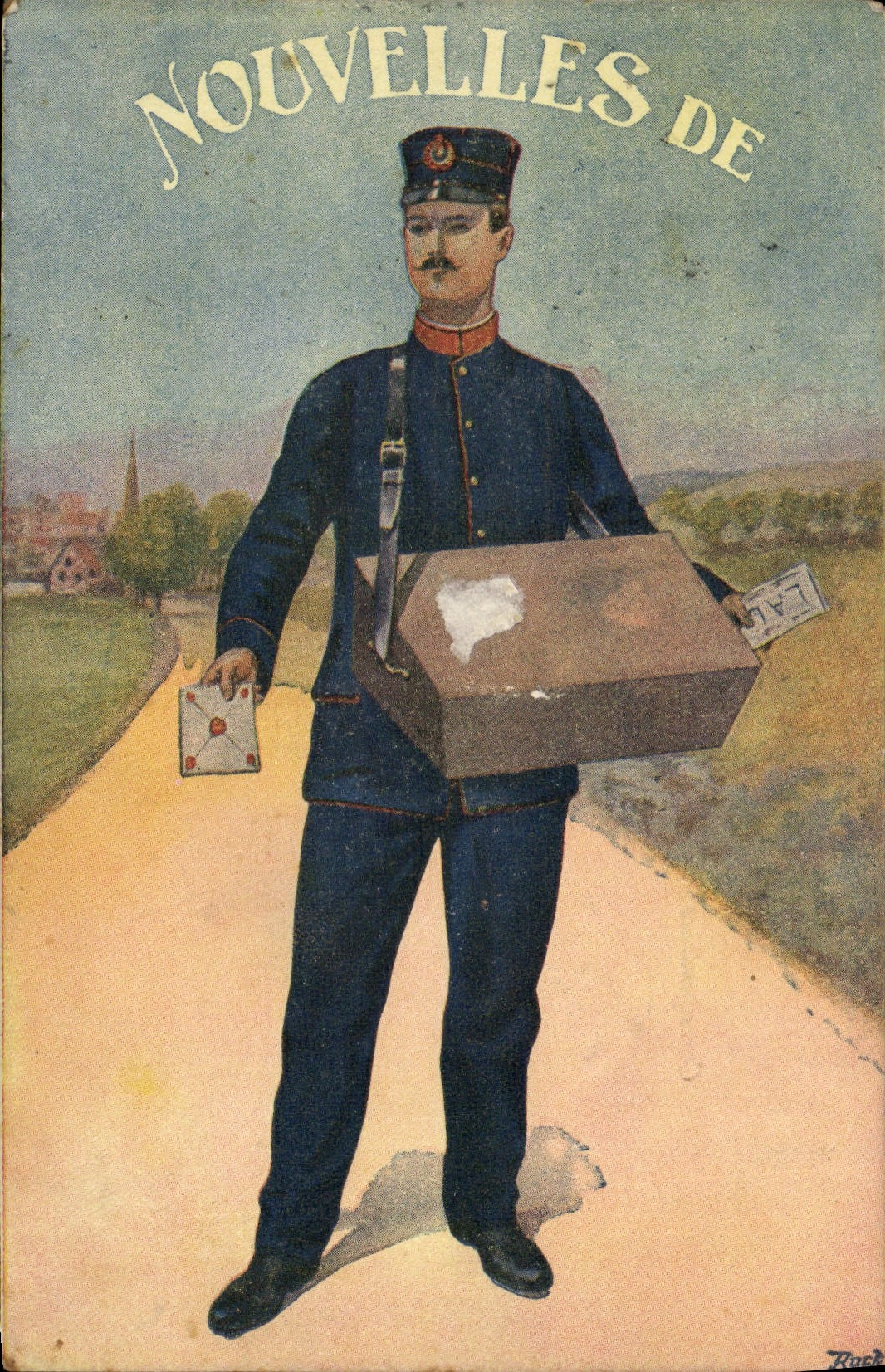 Empleado de la oficina de correos del factor de la POSTAL de la VENDIMIA