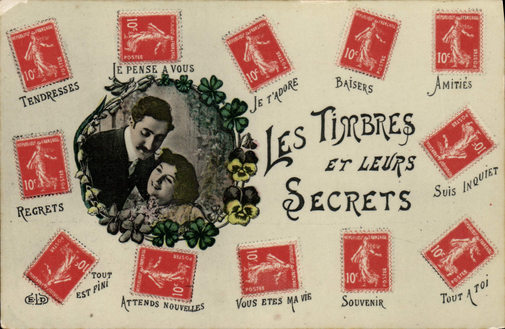 VINTAGE POSTCARD stamps and their secrecies