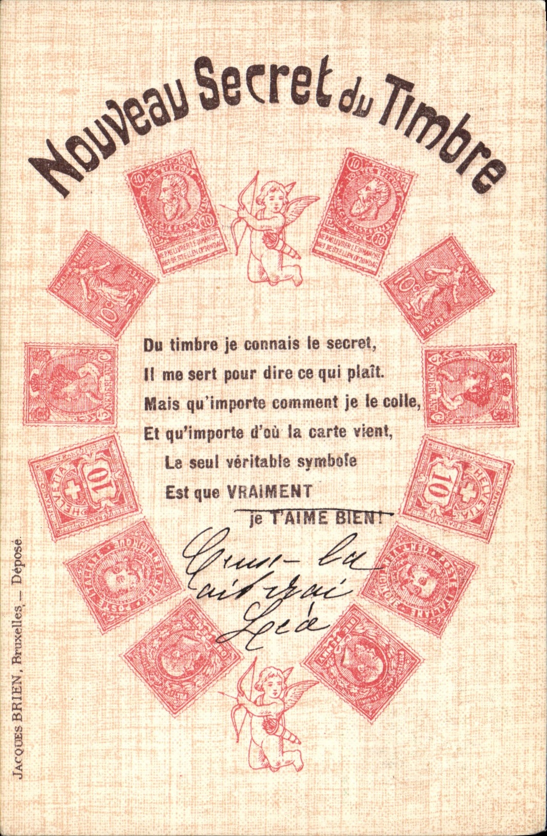 VINTAGE POSTCARD New secrecy of the stamp Angel