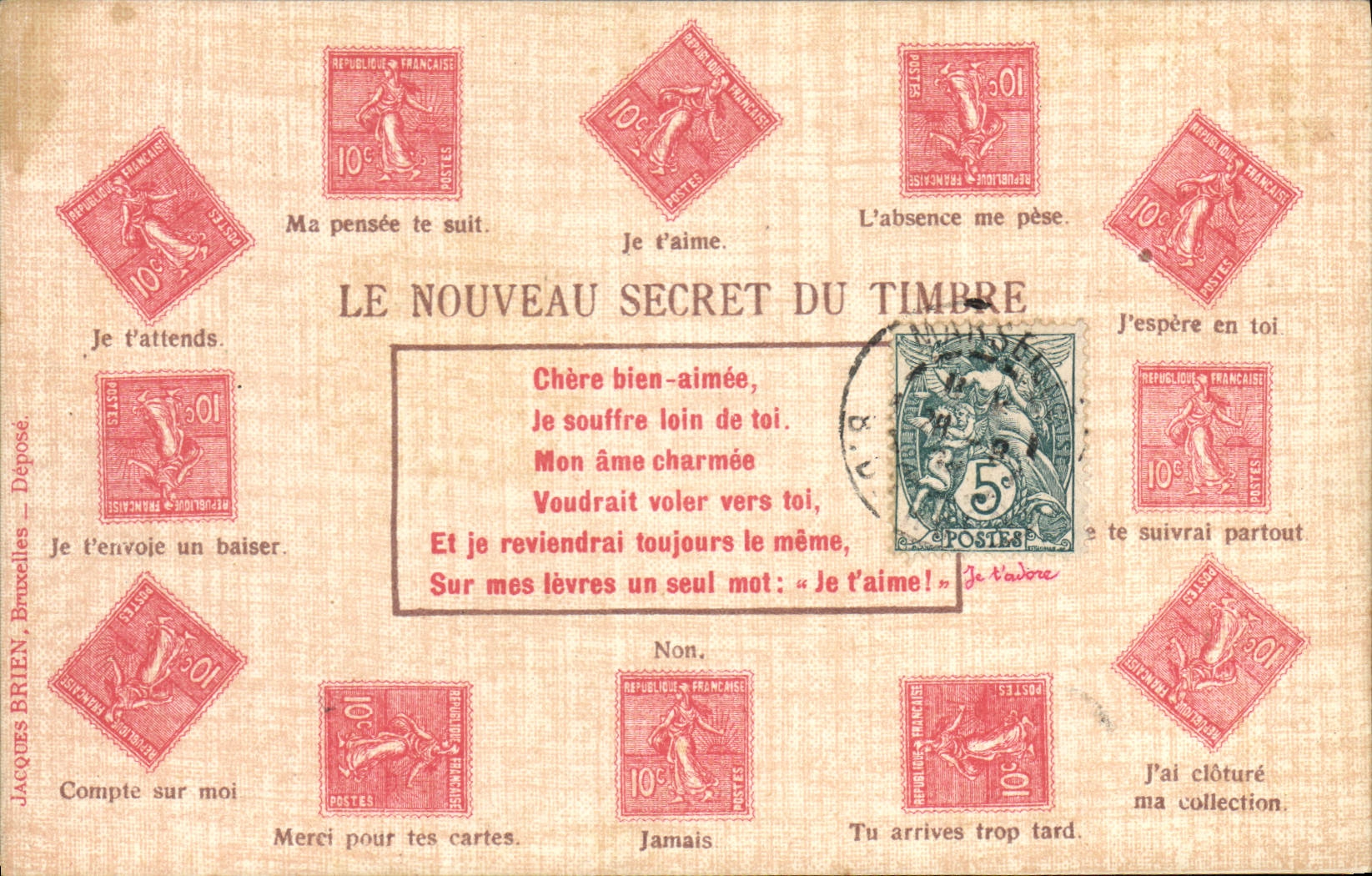 VINTAGE POSTCARD the new secrecy of the stamp Sower 10c Line