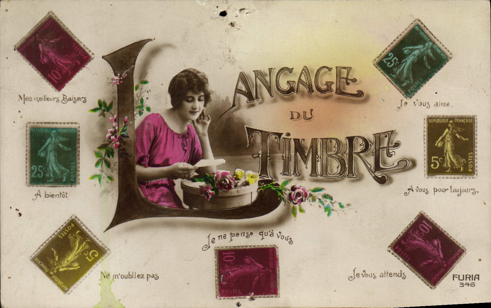 CPA Langage du timbre Semeuse