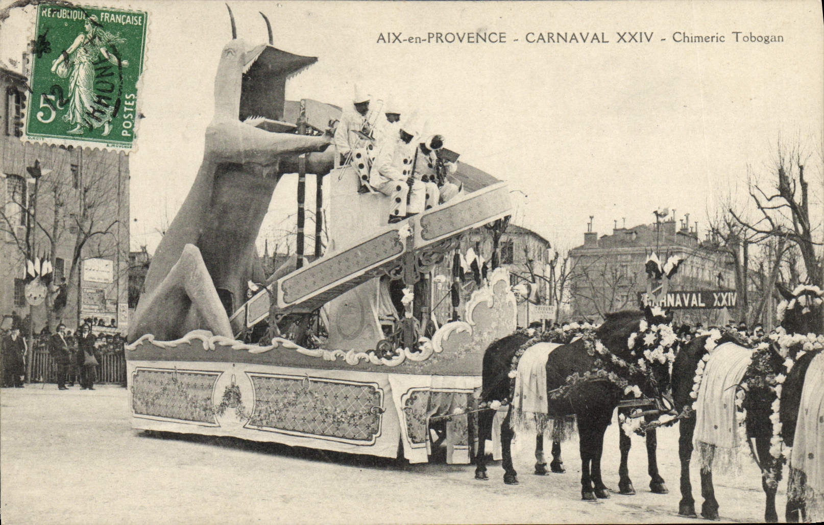 VINTAGE POSTCARD Fun fair Aix in Provence Carnival Chimeric Tobogan