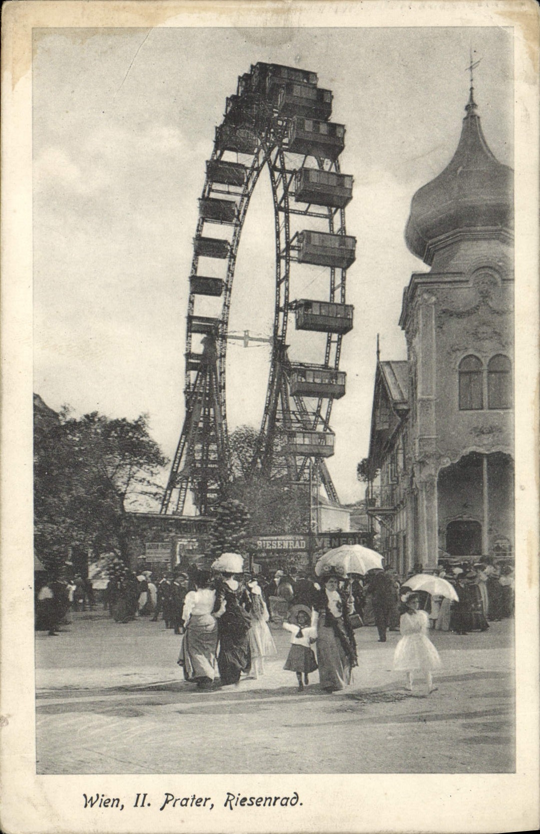 VINTAGE POSTCARD Fun fair Wien Prater Riesenrad