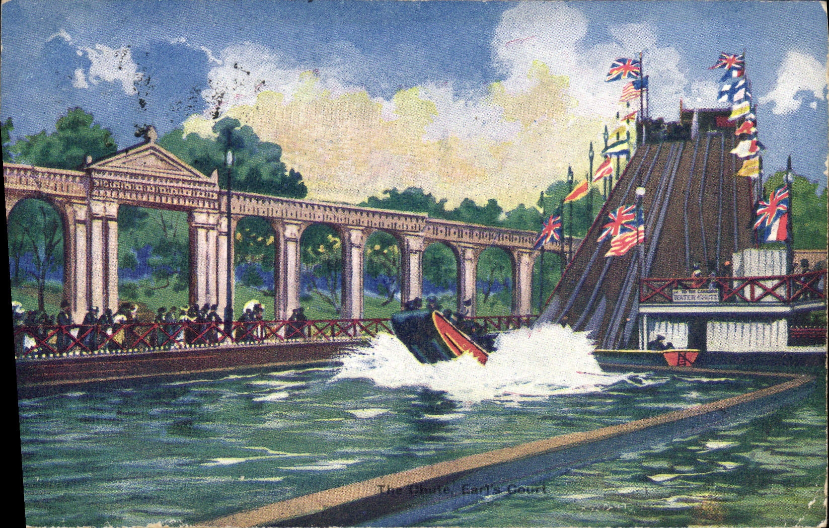 VINTAGE POSTCARD Fun fair The Falls Earl' S short